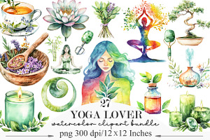 Watercolor Yoga Lover Clipart, an Illustration by Designking