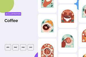 Coffee Illustration, an Outline Icon by Wencory
