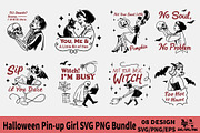 Halloween Pin-up Girl SVG PNG Bundle, an Illustration by Ya_ Design Store (Thumbnail 1 of 9)