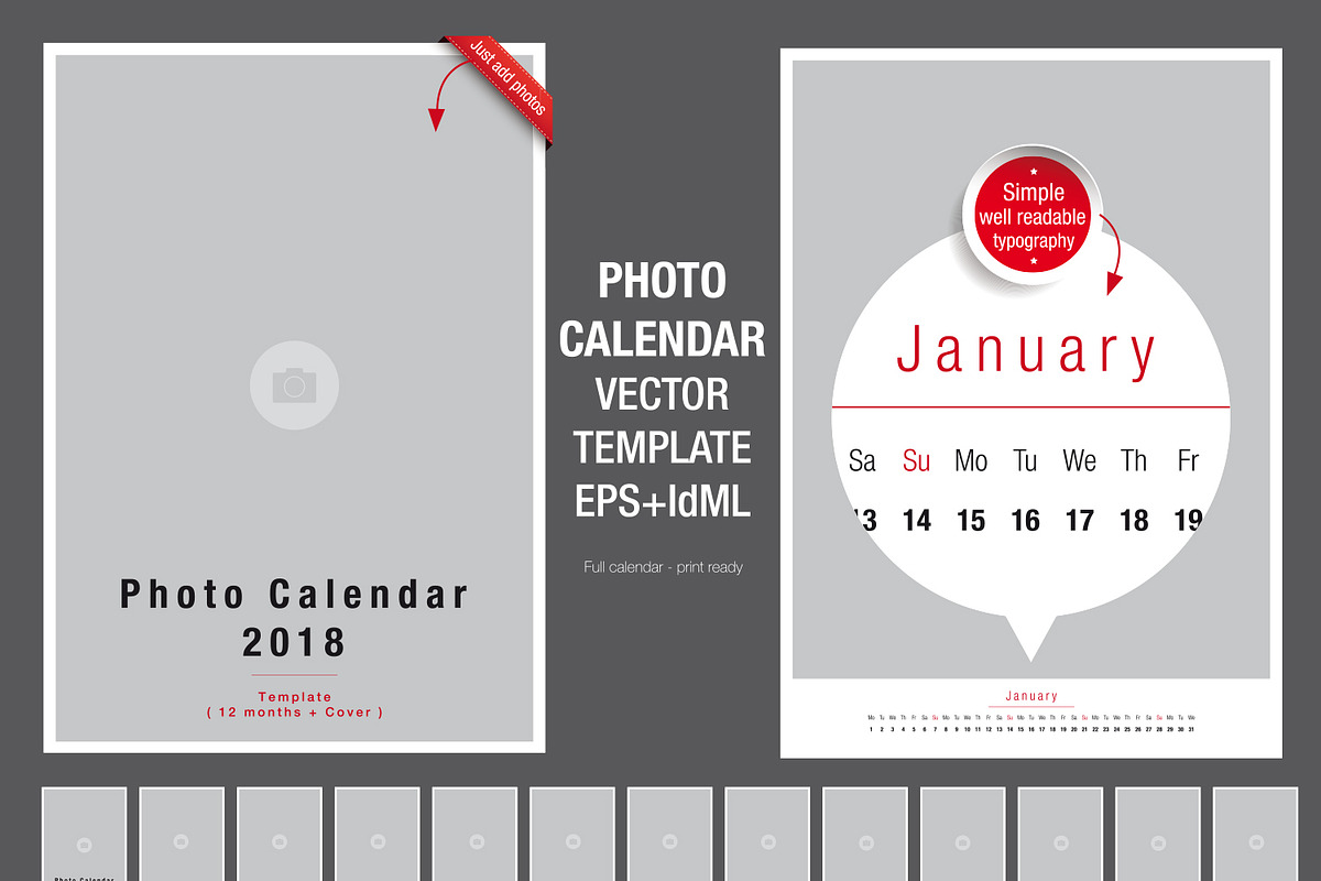 Photo Calendar template 2018, a Templates & Theme by Lin´s