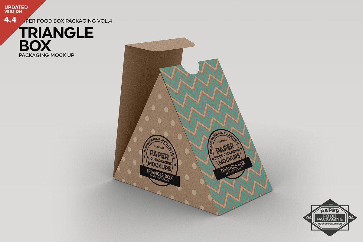 Triangle Food Box Packaging Mockup, a Packaging Mockup by INCDesign (Photo 1 of 6)
