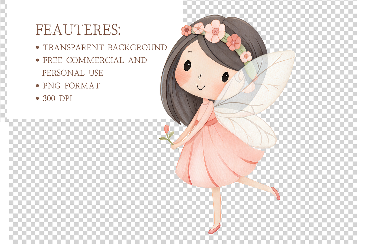 Enchanted Fairy Watercolor Clipart, an Illustration by MockupWizard (Photo 3 of 6)