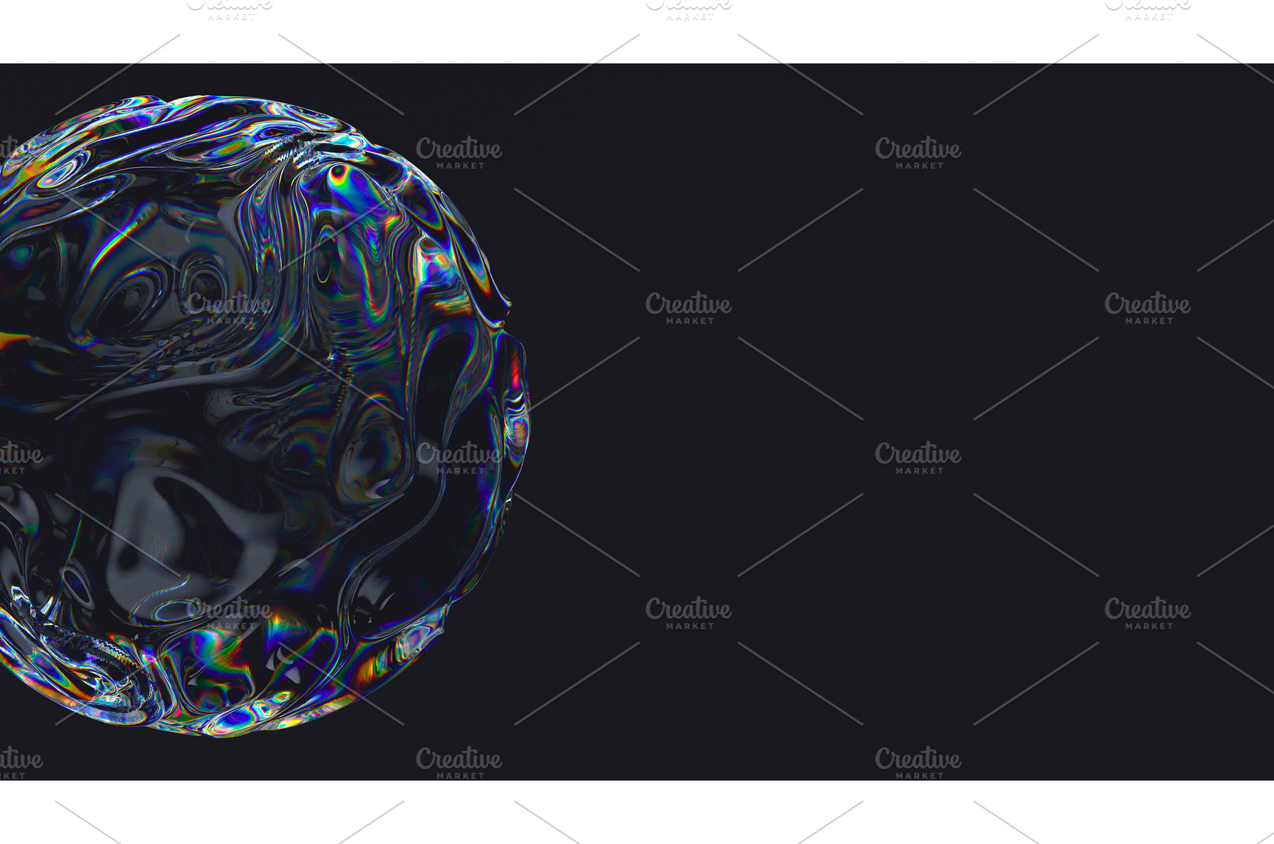 3D iridescent bubble on dark, an Abstract Photo by Liudmyla Matviiets