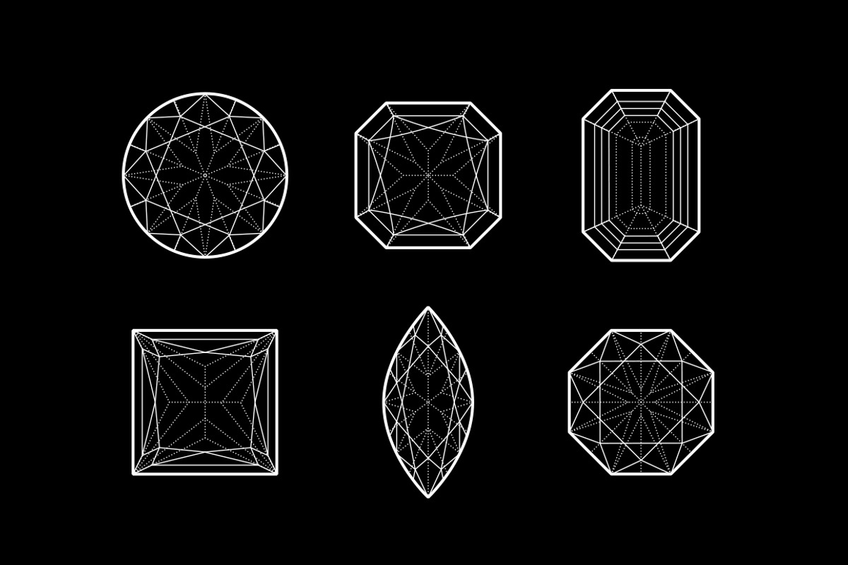 Vector outline gems collecton, an Object Illustration by Exit Graphic Shop (Photo 3 of 3)