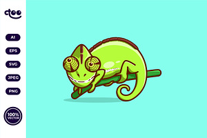Simple Chameleon with Funny Eyes, an Animal Illustration by Satisfactoons