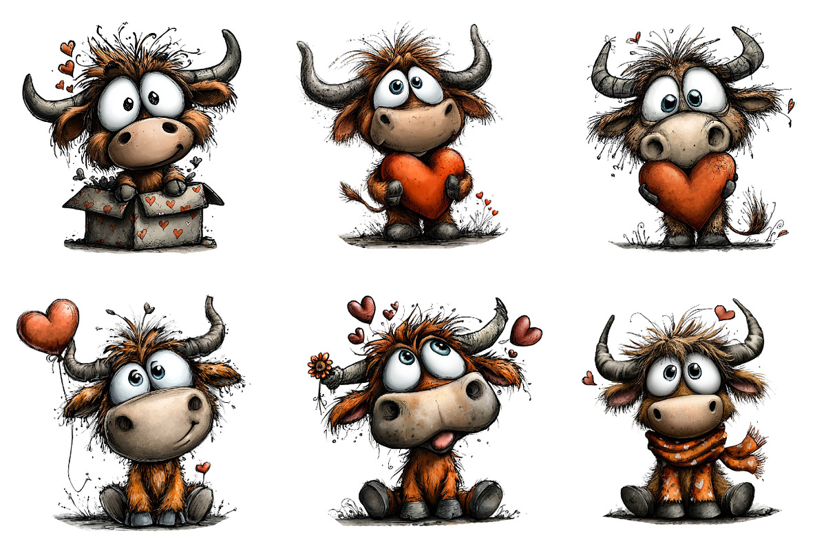 Valentine HAIGHLAND COW Clpart, an Illustration by Designworld (Photo 4 of 5)