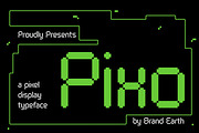 Pixo – Retro Pixel Display Font, a Sans Serif Font by Brand Earth (Thumbnail 1 of 6)