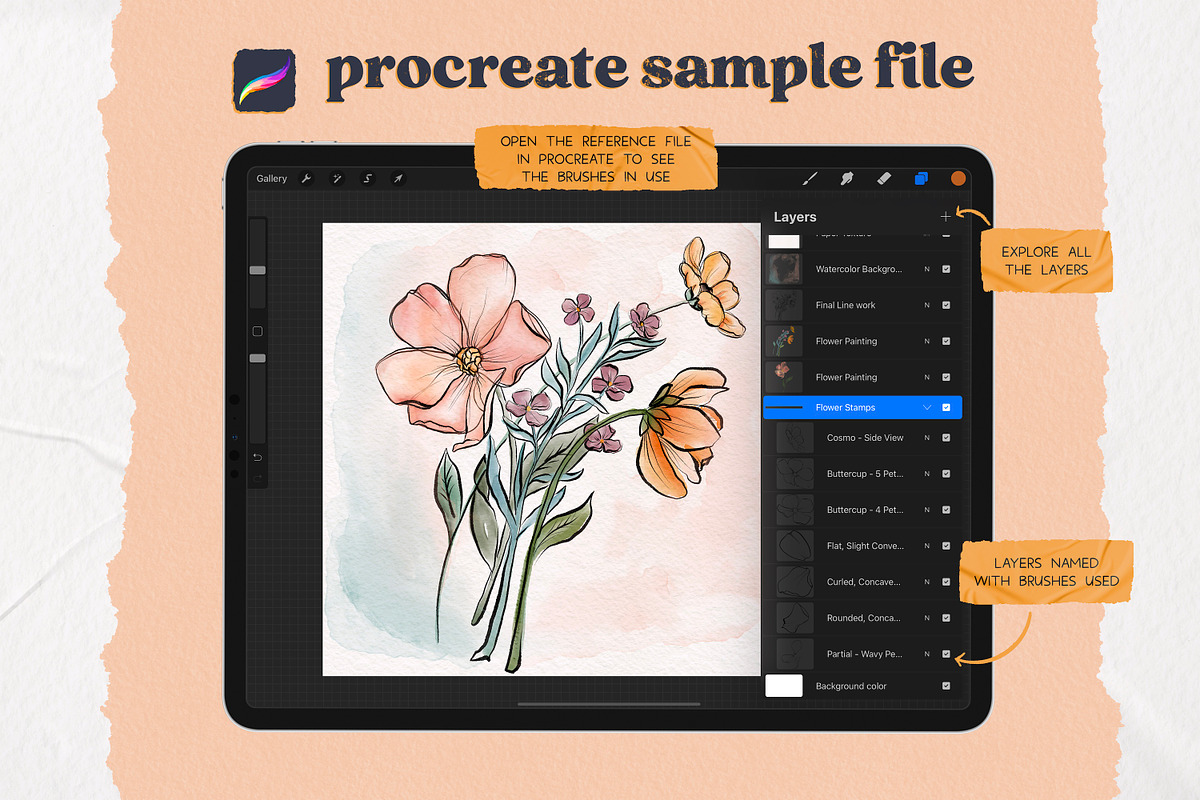 Flower Builder Kit for Procreate, a Brush Add-On by Wooly Pronto (Photo 10 of 11)