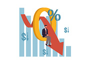 Zero interest rate decline. Falling, a Finance Illustration by YummyBuum (Thumbnail 1 of 3)