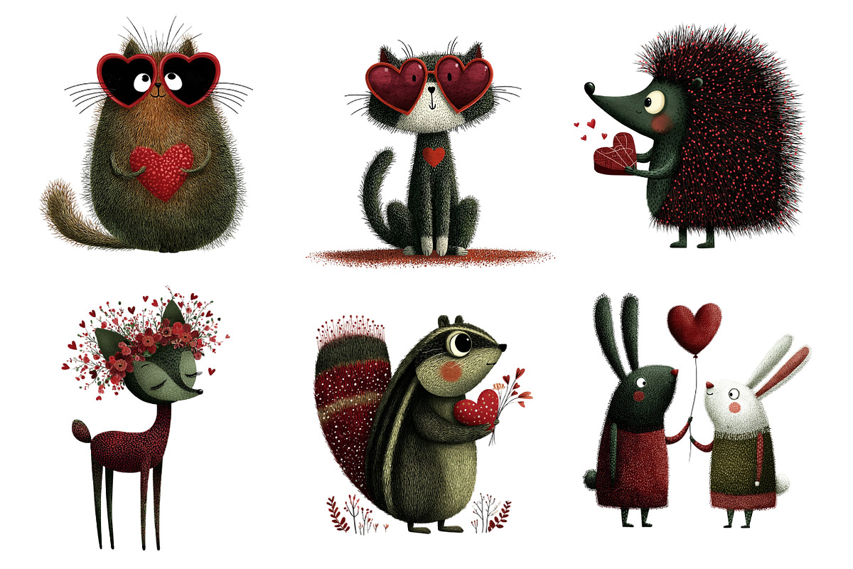 Whimsical Valentine Animals Clipart, an Illustration by Dream Creation (Photo 5 of 8)
