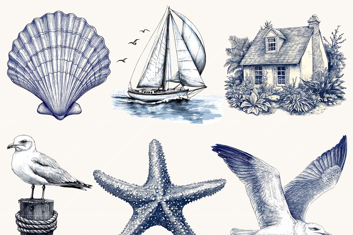 Watercolor Nautical Clipart, an Object Illustration by SparkyDesignsUS (Photo 4 of 9)