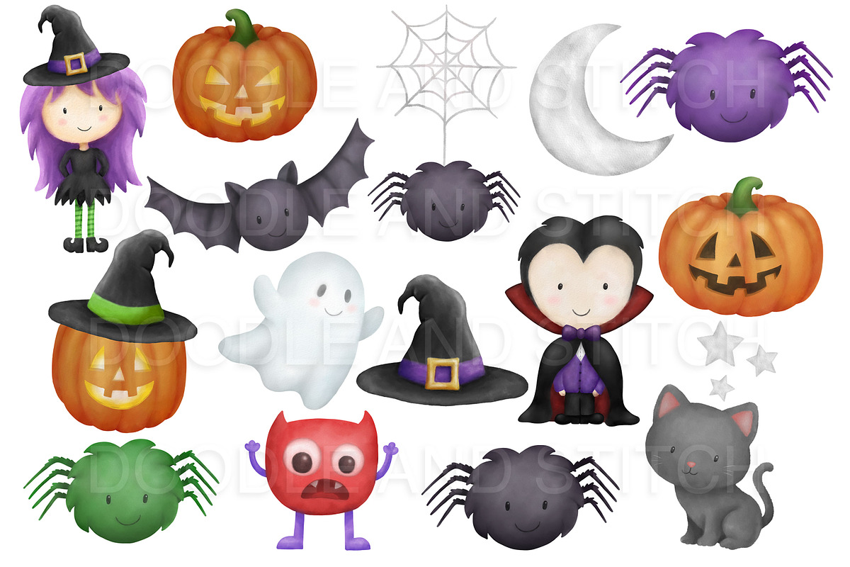 Halloween Watercolor Illustrations, an Illustration by Doodle and Stitch (Photo 2 of 2)