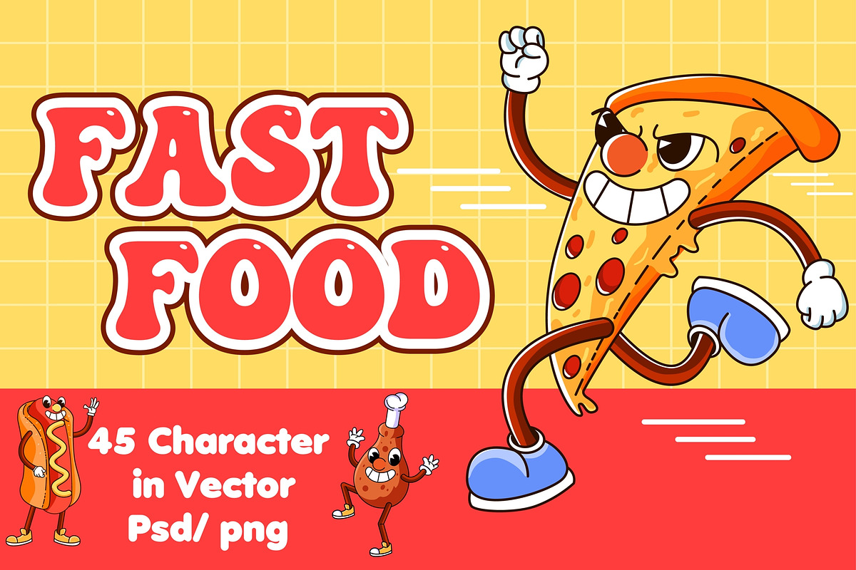 45 Fast Food Characters Illustration, a Food Illustration by Andres M Rodriguez (Photo 1 of 5)