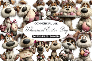 Whimsical Easter Dog Clipart, an Illustration by Black Bird Studio