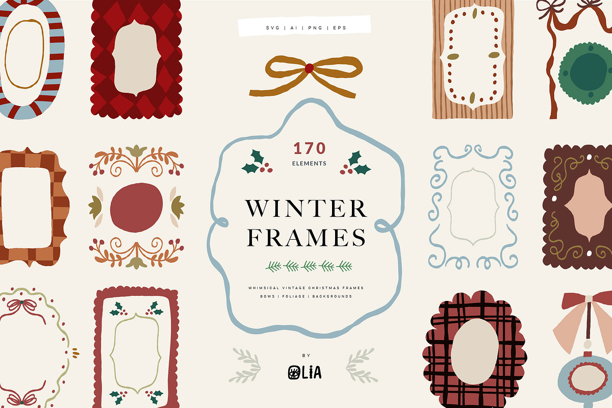 170+ Whimsical Frames & Bows, a Decorative Illustration by Olia (Photo 1 of 20)