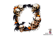 Halloween Skull Frame PNG Bundle, an Illustration by Clipart Bloom (Thumbnail 3 of 11)
