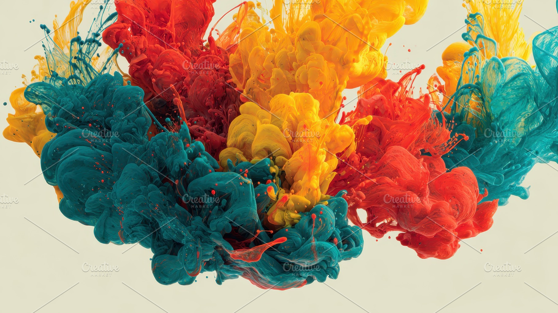 Abstract Colorful Ink Swirls Vibrant, a Photo by Pixeness Studio