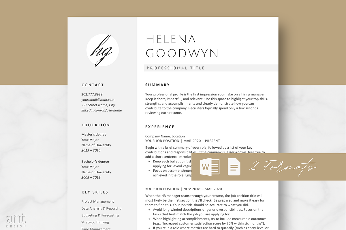 Modern Resume Template - The Helena, a Resume Template by AntDesignStudio (Photo 1 of 9)