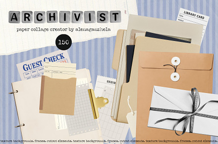 ARCHIVIST - trendy paper collage kit, an Object Graphic by alenaganzhela