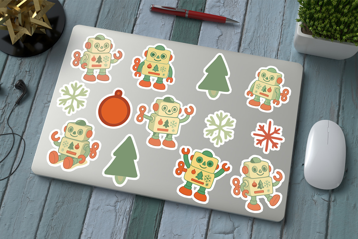 Retro Christmas Toy Robots Graphics, an Object Graphic by Blynn Pippen (Photo 9 of 26)