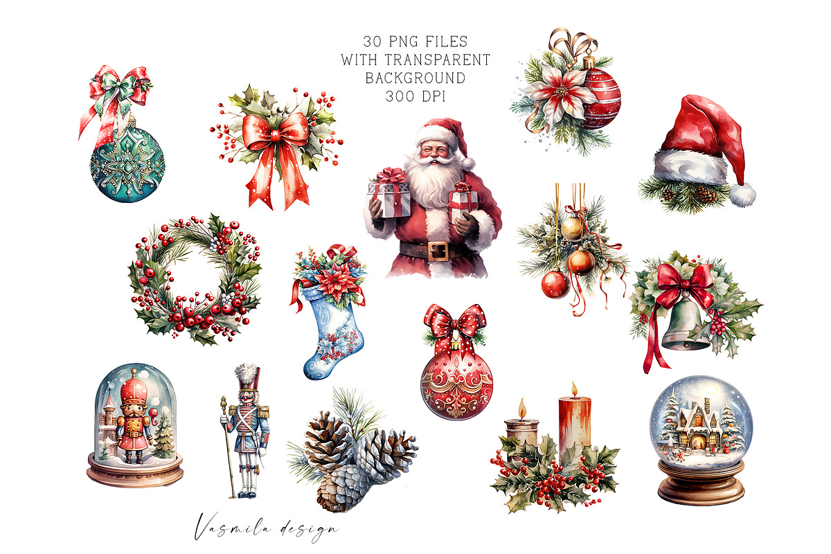 Christmas Decoration Clipart, a Seasonal Illustration by Vasmila (Photo 5 of 6)