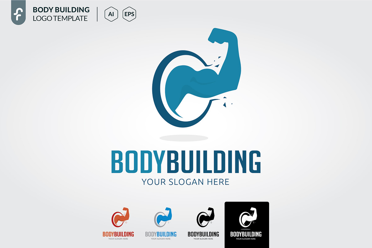 Body building logo template, a Branding & Logo Template by ft.studio