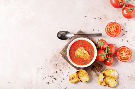 Homemade tomato soup featuring soup, dinner, and appetizer
