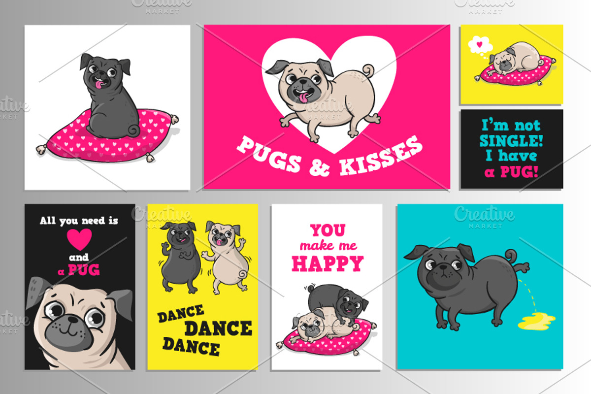 Pugs. Emotions and activities., an Illustration by Martyshova (Photo 3 of 5)