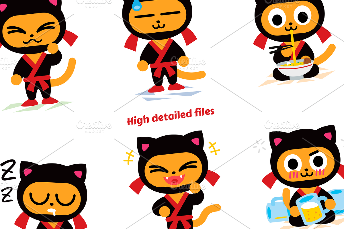 Ninja Kitty Vector Character Mascot, an Animal Illustration by Manudesign (Photo 3 of 3)