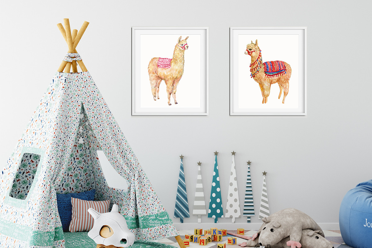 Alpacas and llamas .watercolor, an Animal Illustration by MitrushovaArt (Photo 2 of 7)