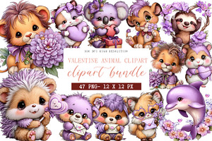 Valentine Animal Clipart, an Animal Illustration by DreamArtGraphic