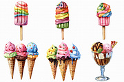 Watercolor Ice Cream Clipart, an Illustration by Libby Wishes (Thumbnail 6 of 7)