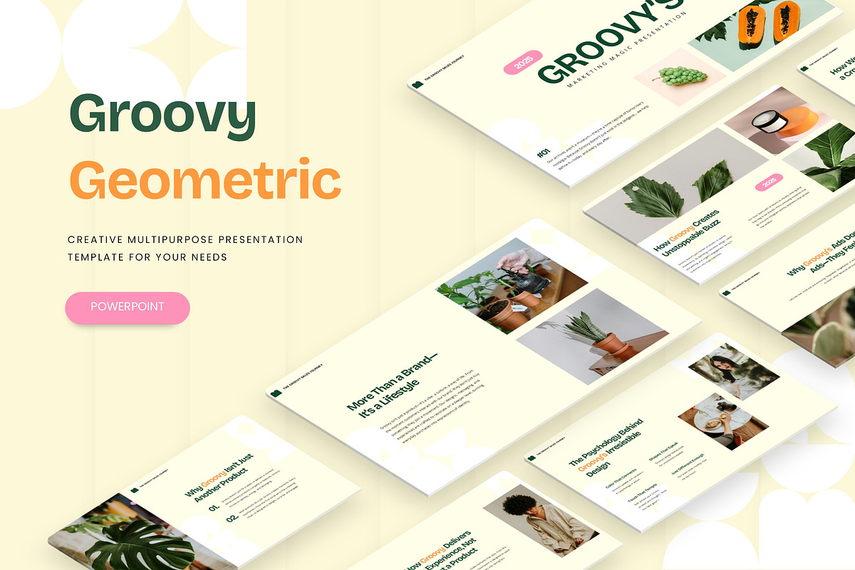 Groovy Geometric - Powerpoint, a Presentation Template by AQR Studio (Photo 1 of 3)