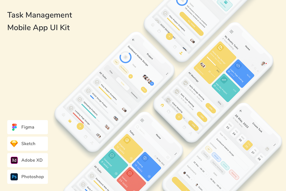 Task Management Mobile App UI Kit, an UI Kit Template by Betush