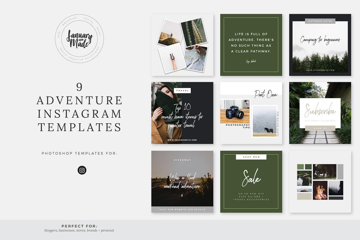 Adventure | Instagram Template Pack, a Social Media Template by January Made Design (Photo 1 of 5)