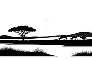 Abstract Savanna Scenery Silhouette, a Graphic by Designer_Momina (Thumbnail 2 of 13)