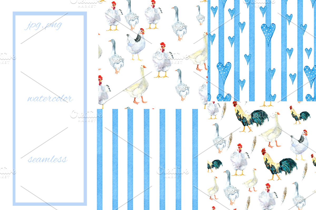 chickens and geese watercolor, an Animal Illustration by JuliaFast (Photo 2 of 3)