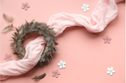 Flat lay of a delicate feather, a Holiday Photo by tilialucida