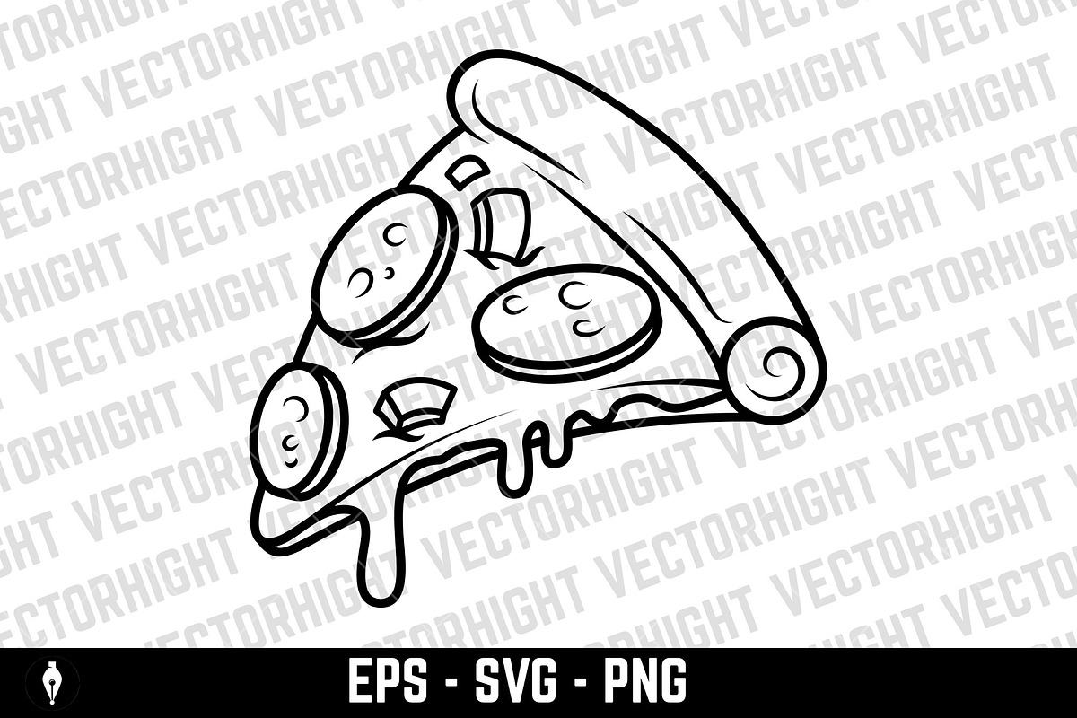 Pizza slice. Cartoon pizza illo svg, a Food Illustration by Vectorhight