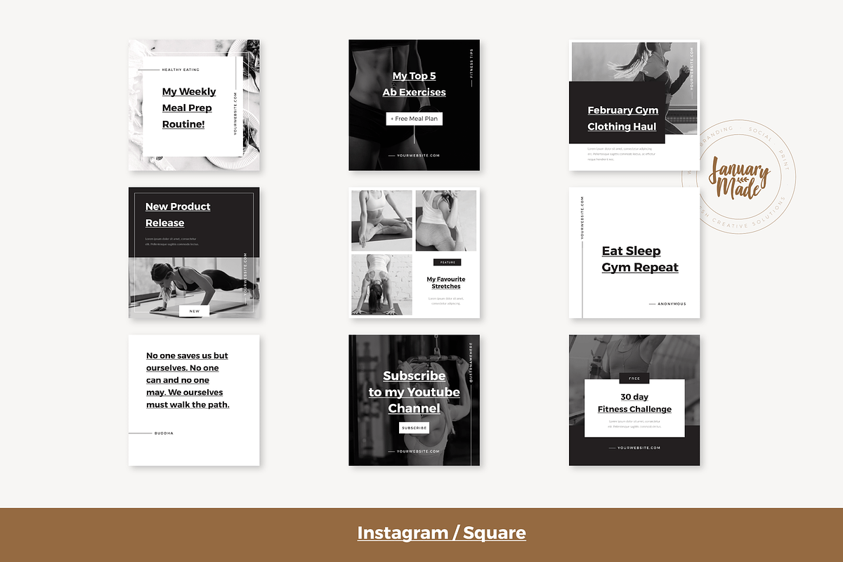 Fitness Social Media Template Bundle, a Social Media Template by January Made Design (Photo 2 of 7)