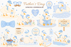 Silly Goose Clipart Father's Day PNG, a Seasonal Illustration by SugarCloudStudioArt
