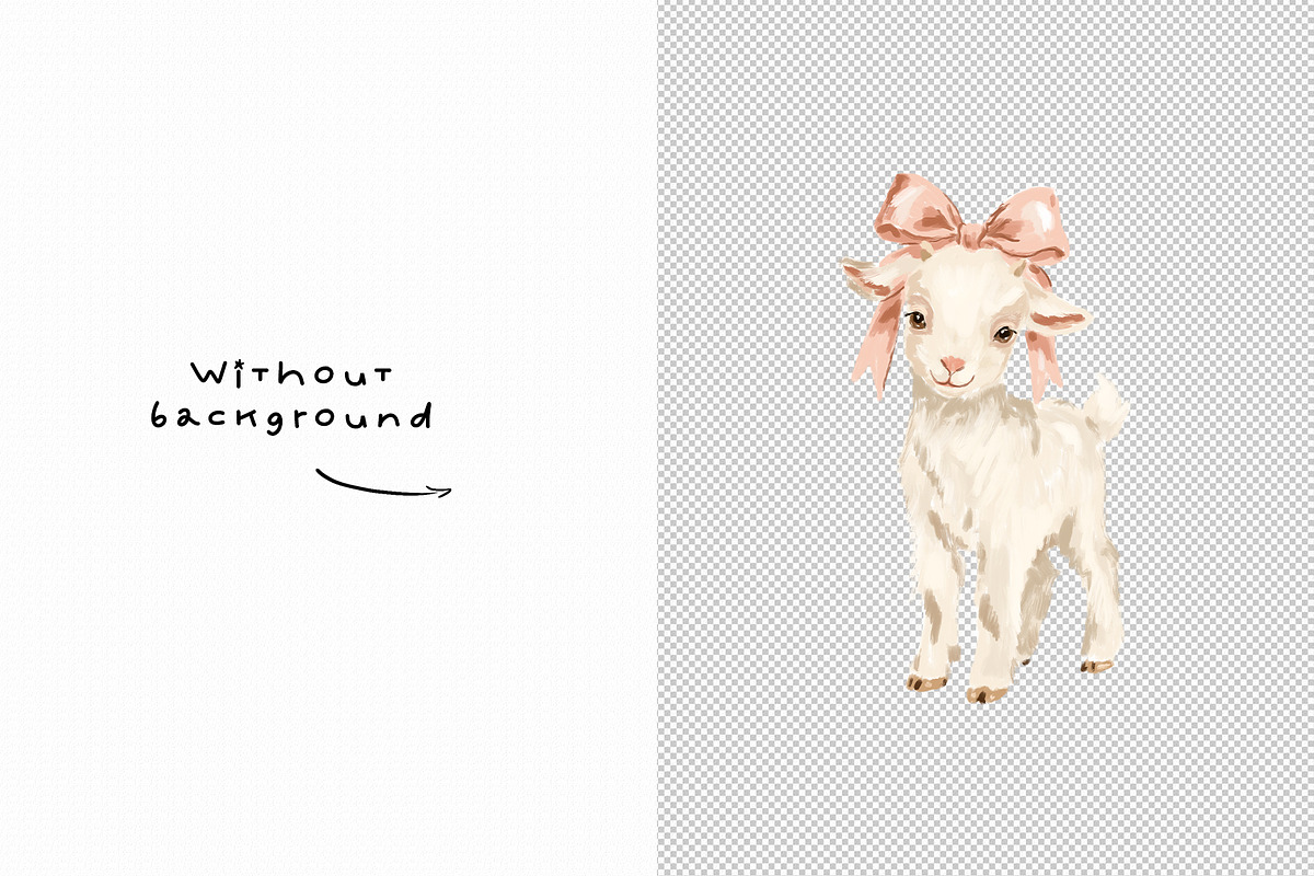 Christmas Goats Cottagecore Clipart, a Seasonal Illustration by divanovskaya_nv (Photo 13 of 15)