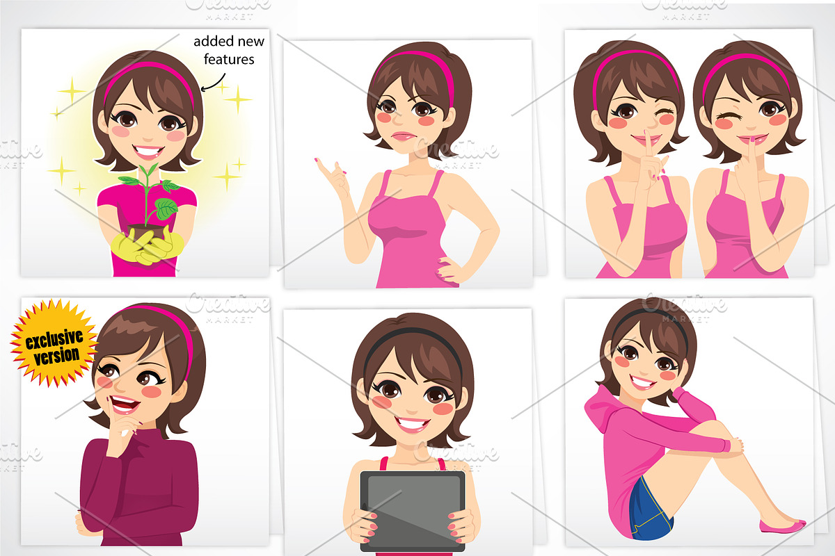 Woman Cartoon Vector Character Set, a Person Illustration by Kakigori Studio (Photo 2 of 4)