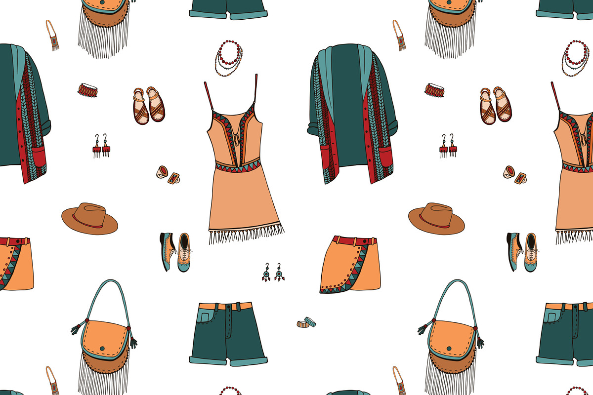 Set, seamless pattern of boho style, a Decorative Illustration by Good Studio (Photo 4 of 4)