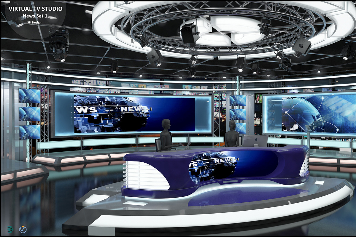 Virtual TV Studio News Set 1, an Architecture 3D Model by akerStudio (Photo 16 of 57)