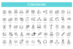 Office and Coworking line icons, an Outline Icon by Tettygreen