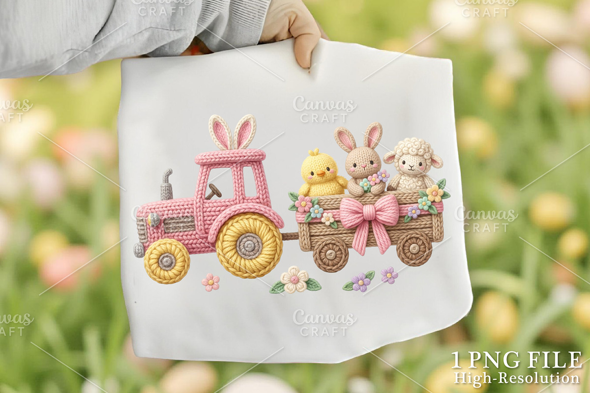 Crochet Easter Tractor PNG, an Illustration by Canvas Craft (Photo 1 of 6)