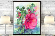 Watercolor hibiscus flowers botanica, an Illustration by MaryAmi (Thumbnail 3 of 3)