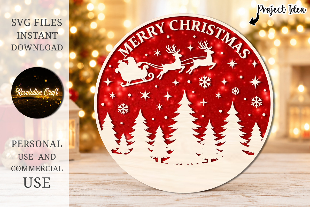 Merry Christmas Forest Round Sign, an Object Graphic by OK Design (Photo 3 of 3)