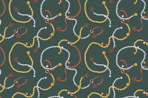 Gold, Silver Chains Seamless Pattern